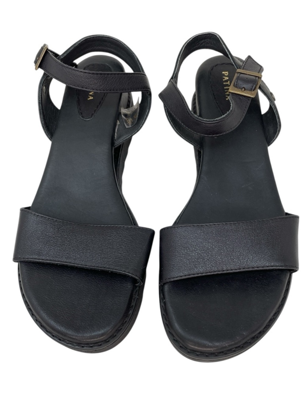 PATINA Sandals Handmade Black Leather Ankle Strap Size 9
